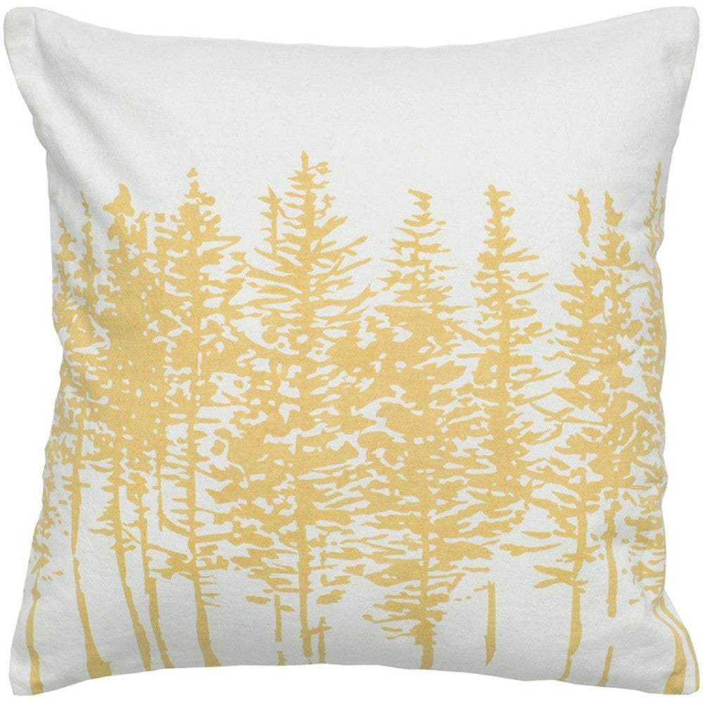 18" Yellow and Ivory Cotton Throw Pillow-3
