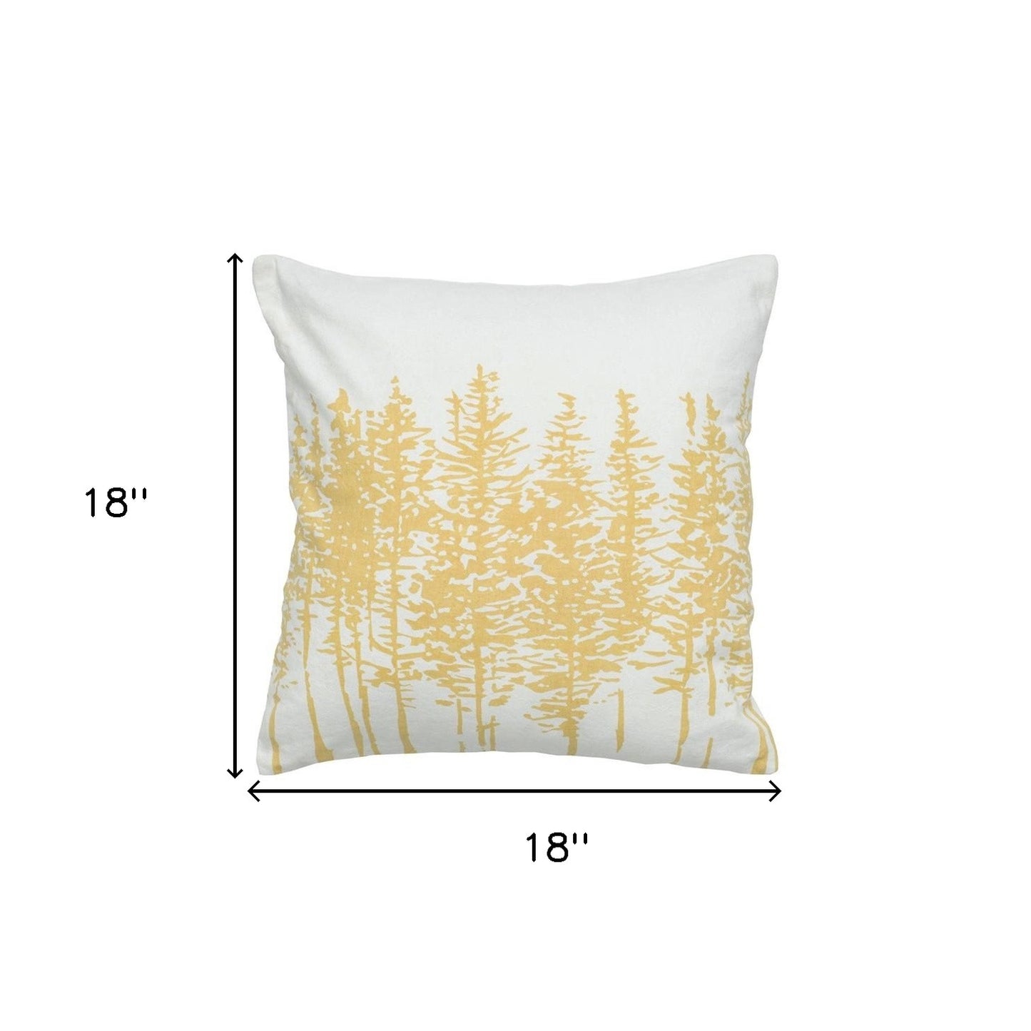 18" Yellow and Ivory Cotton Throw Pillow-4