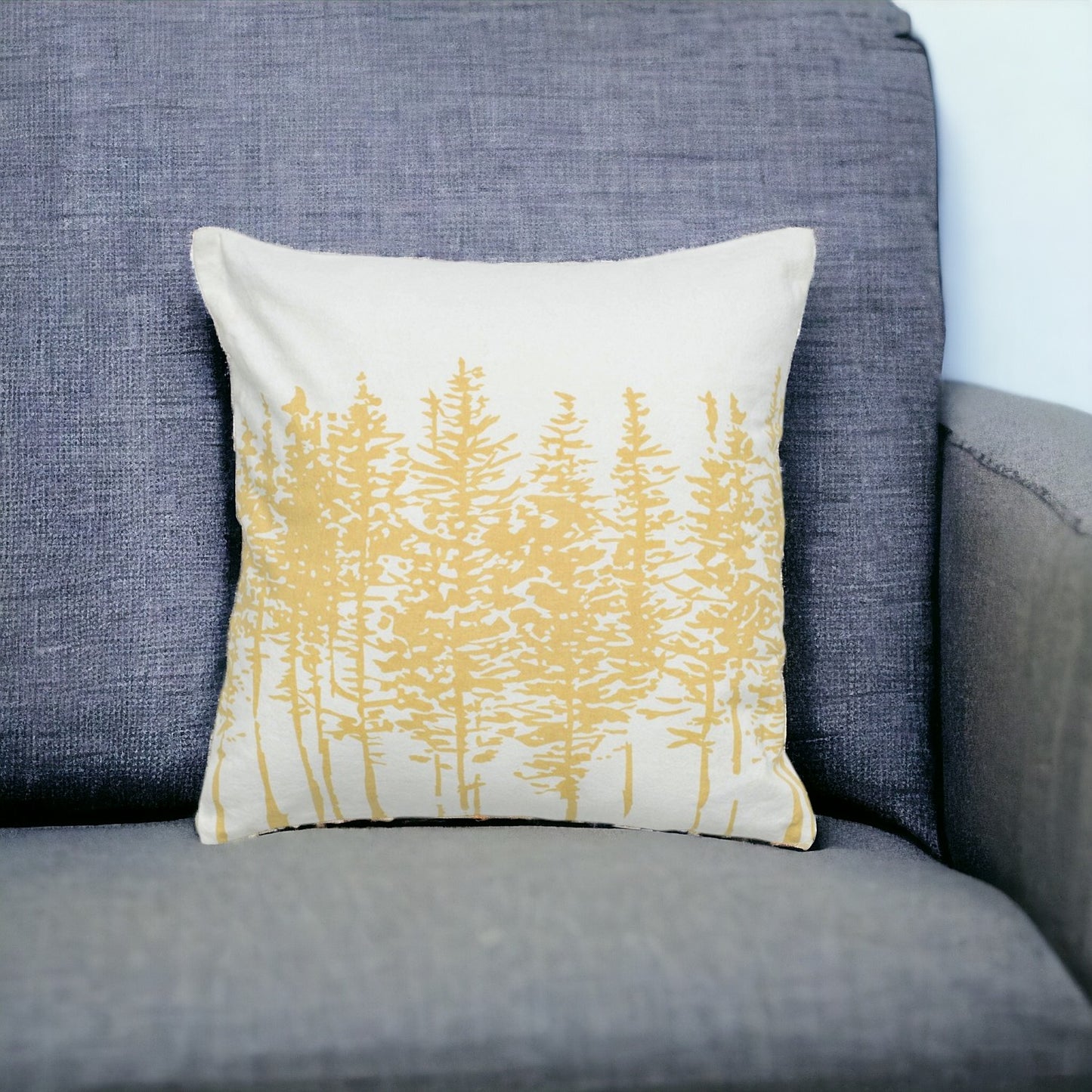 18" Yellow and Ivory Cotton Throw Pillow-1