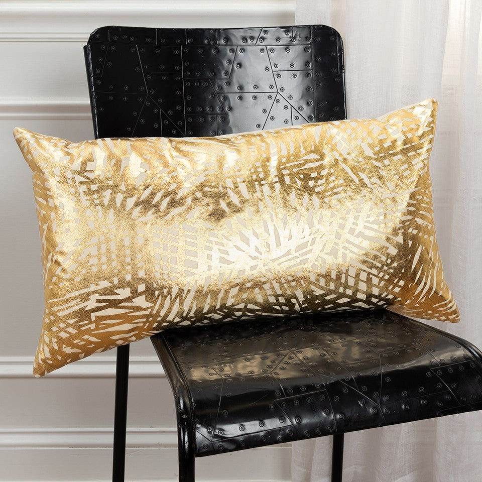 Gold Foil Etched Pattern Lumbar Pillow-3