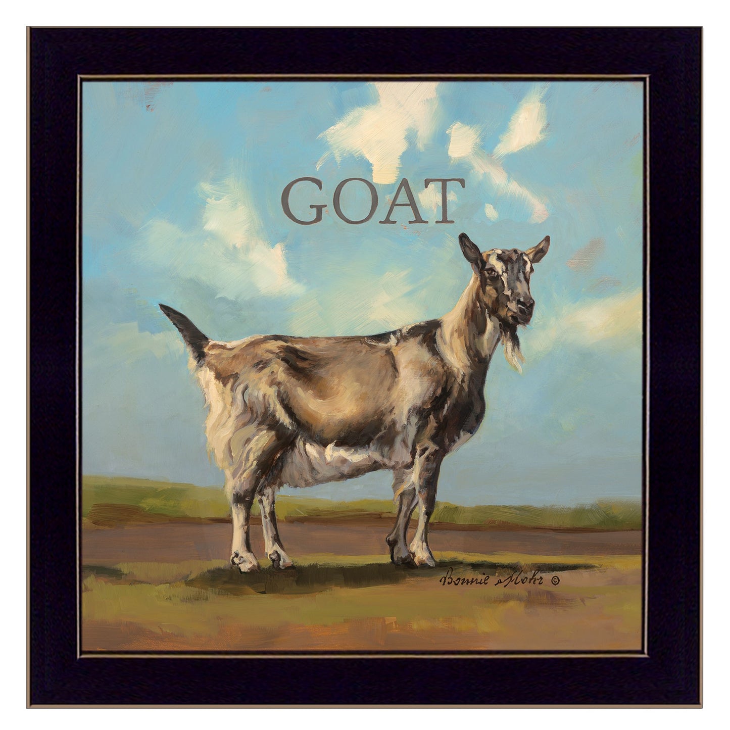 Gracey the Goat Black Framed Print Wall Art-1
