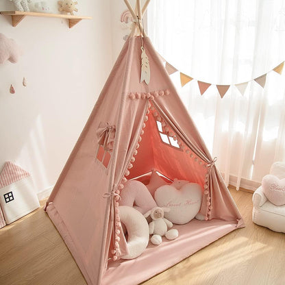 Kids Teepee Tent with Mat Foldable Indoor Outdoor-3
