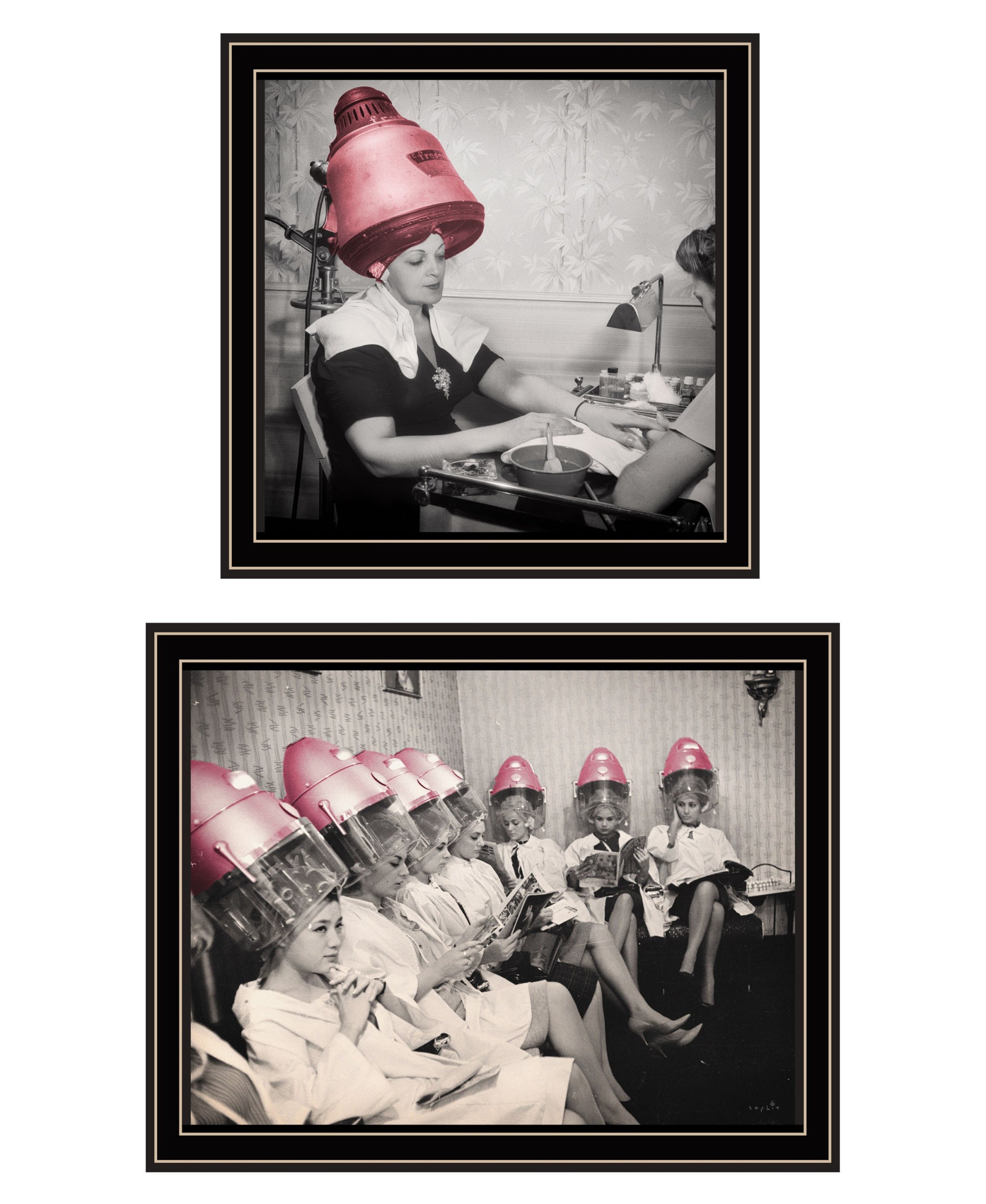 Set Of Two The Salon Black Framed Print Wall Art-1