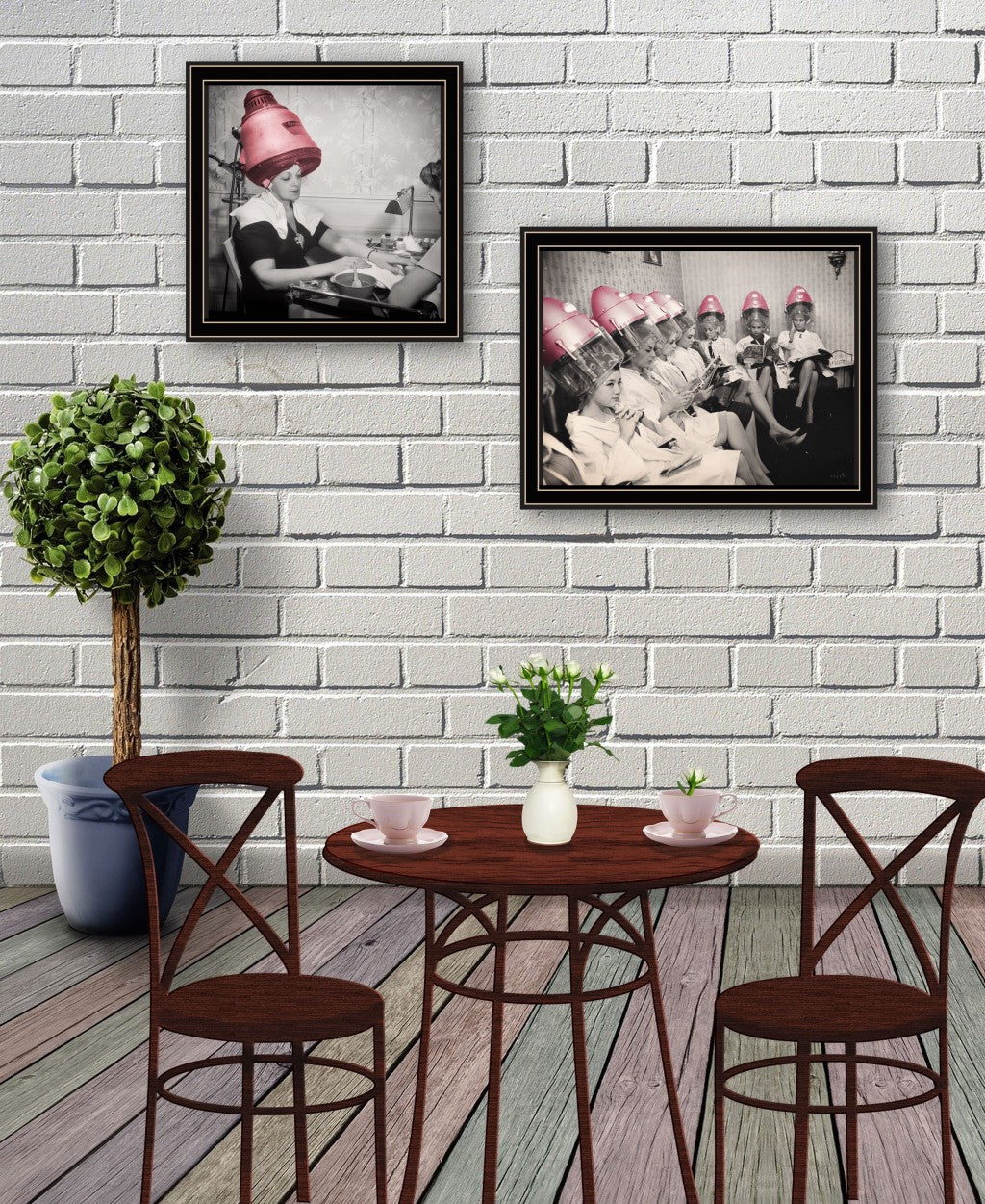Set Of Two The Salon Black Framed Print Wall Art-4