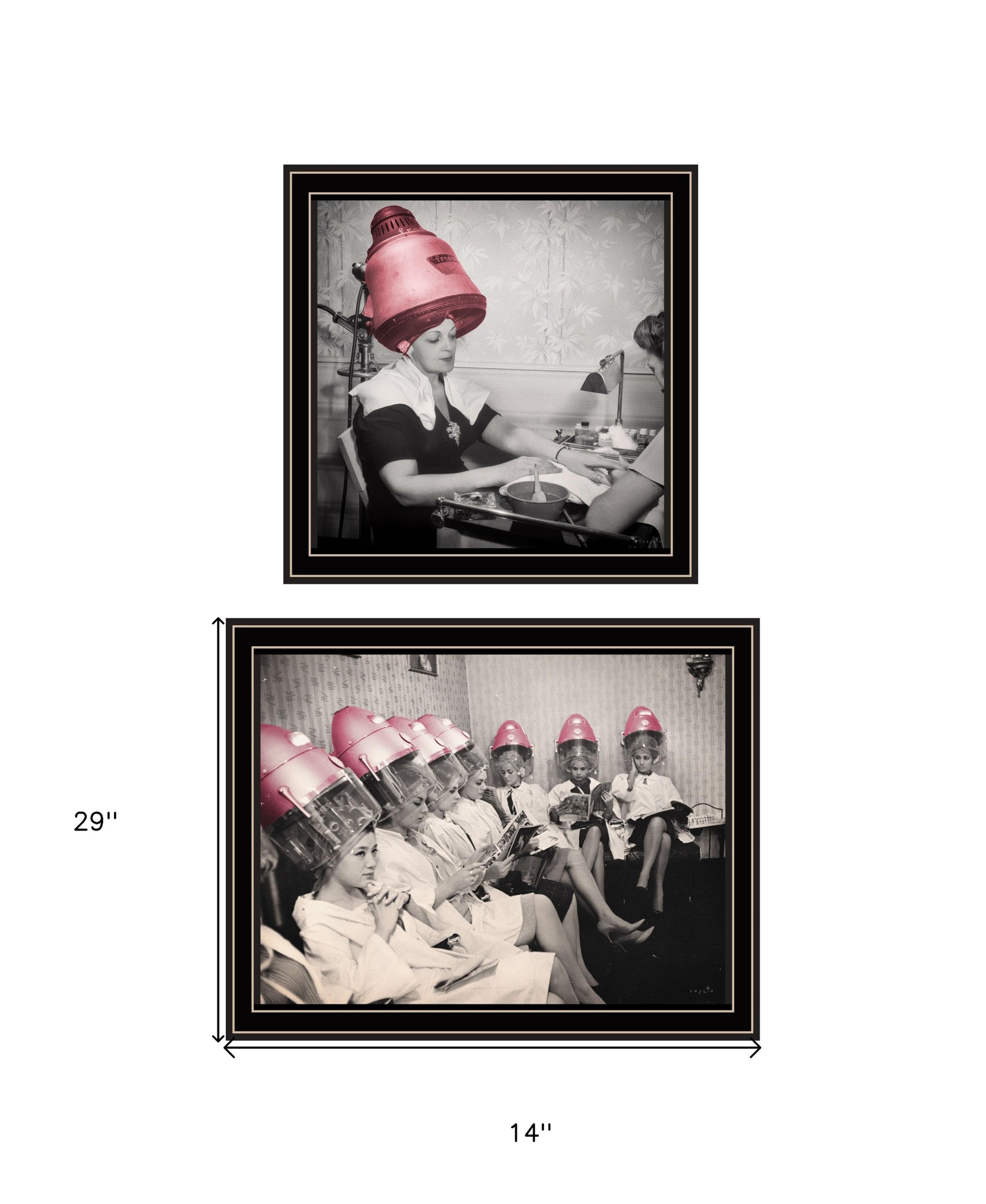 Set Of Two The Salon Black Framed Print Wall Art-5