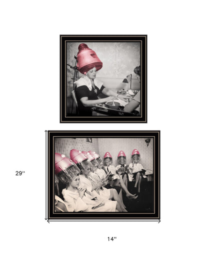 Set Of Two The Salon Black Framed Print Wall Art-5