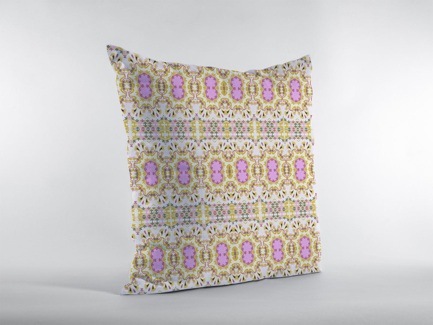 18” Yellow Lavender Geofloral Zippered Suede Throw Pillow-3