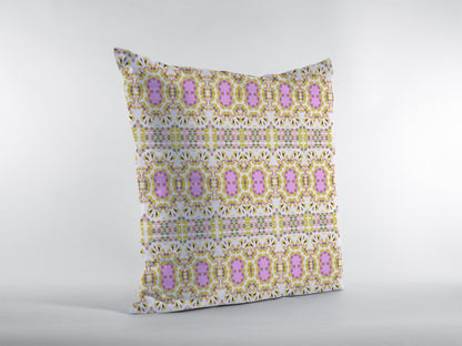 18” Yellow Lavender Geofloral Zippered Suede Throw Pillow-3