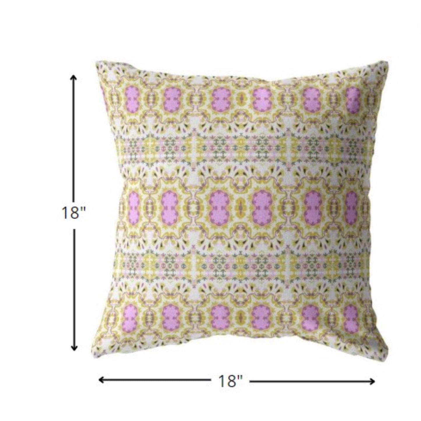 18” Yellow Lavender Geofloral Zippered Suede Throw Pillow-5