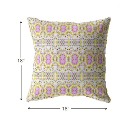 18” Yellow Lavender Geofloral Zippered Suede Throw Pillow-5