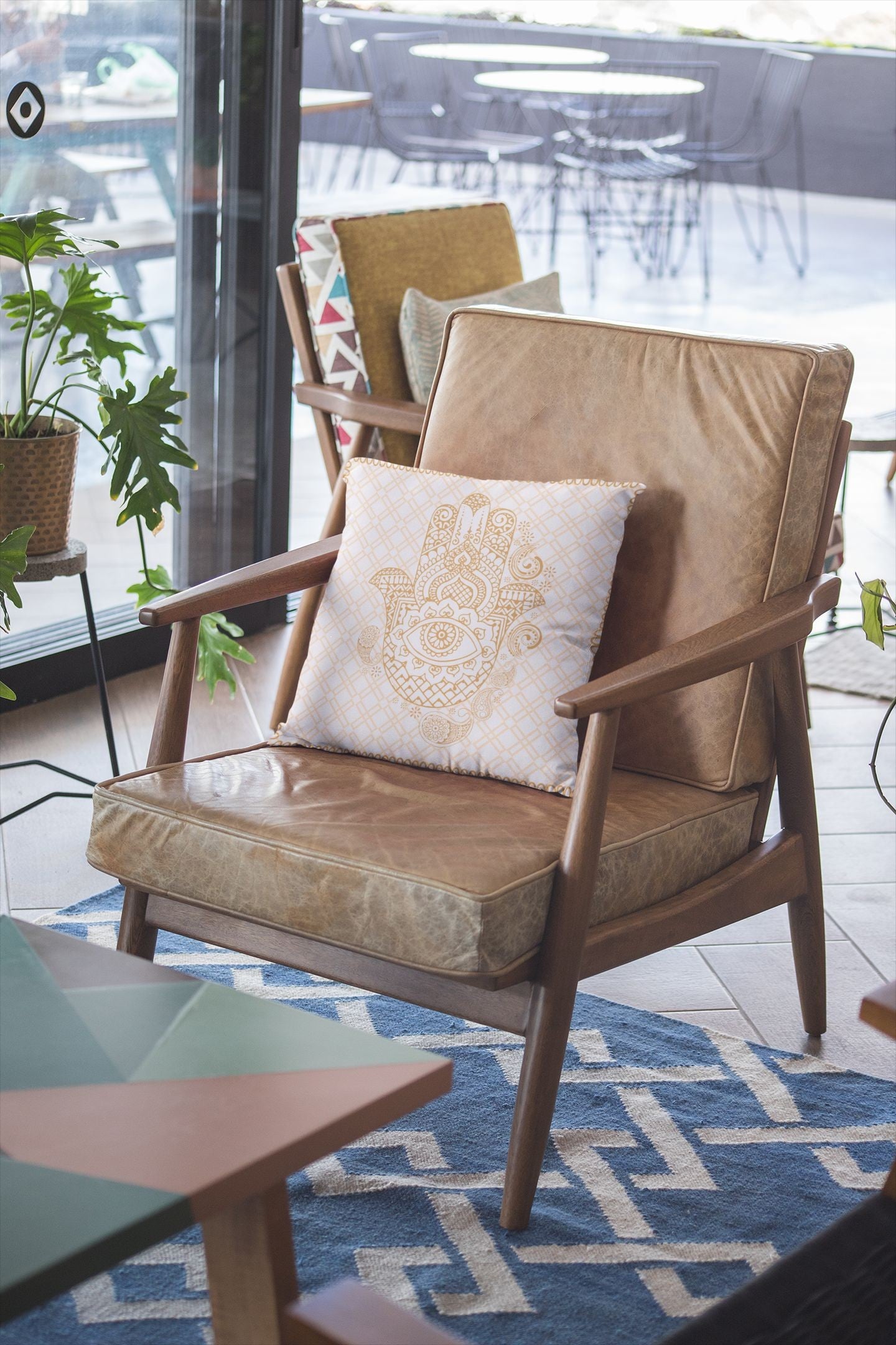18” Gold White Hamsa Suede Zippered Throw Pillow-4