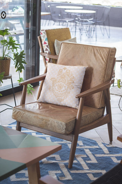 18” Gold White Hamsa Suede Zippered Throw Pillow-4