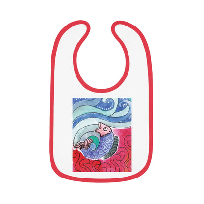 Whimsical Baby Bib with Contrast Trim, Colorful Fish Design, Ideal for Baby Showers, Toddler Mealtime, Cute Gift Idea by Japochine