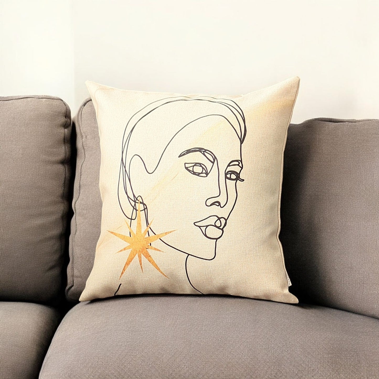 18" X 18" Black And Yellow Abstract Zippered Handmade Polyester Throw Pillow Cover-0