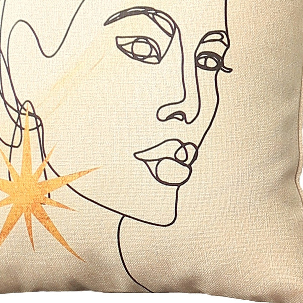 18" X 18" Black And Yellow Abstract Zippered Handmade Polyester Throw Pillow Cover-3