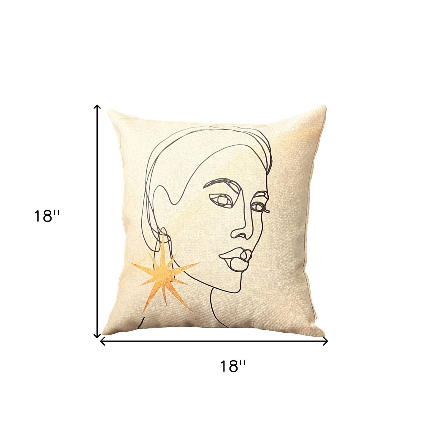18" X 18" Black And Yellow Abstract Zippered Handmade Polyester Throw Pillow Cover-8
