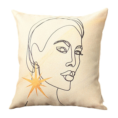 18" X 18" Black And Yellow Abstract Zippered Handmade Polyester Throw Pillow Cover-1