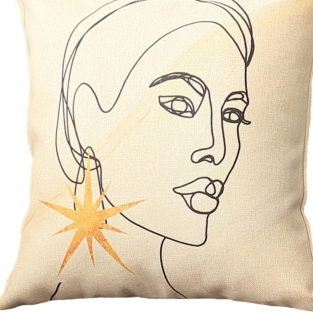 18" X 18" Black And Yellow Abstract Zippered Handmade Polyester Throw Pillow Cover-2