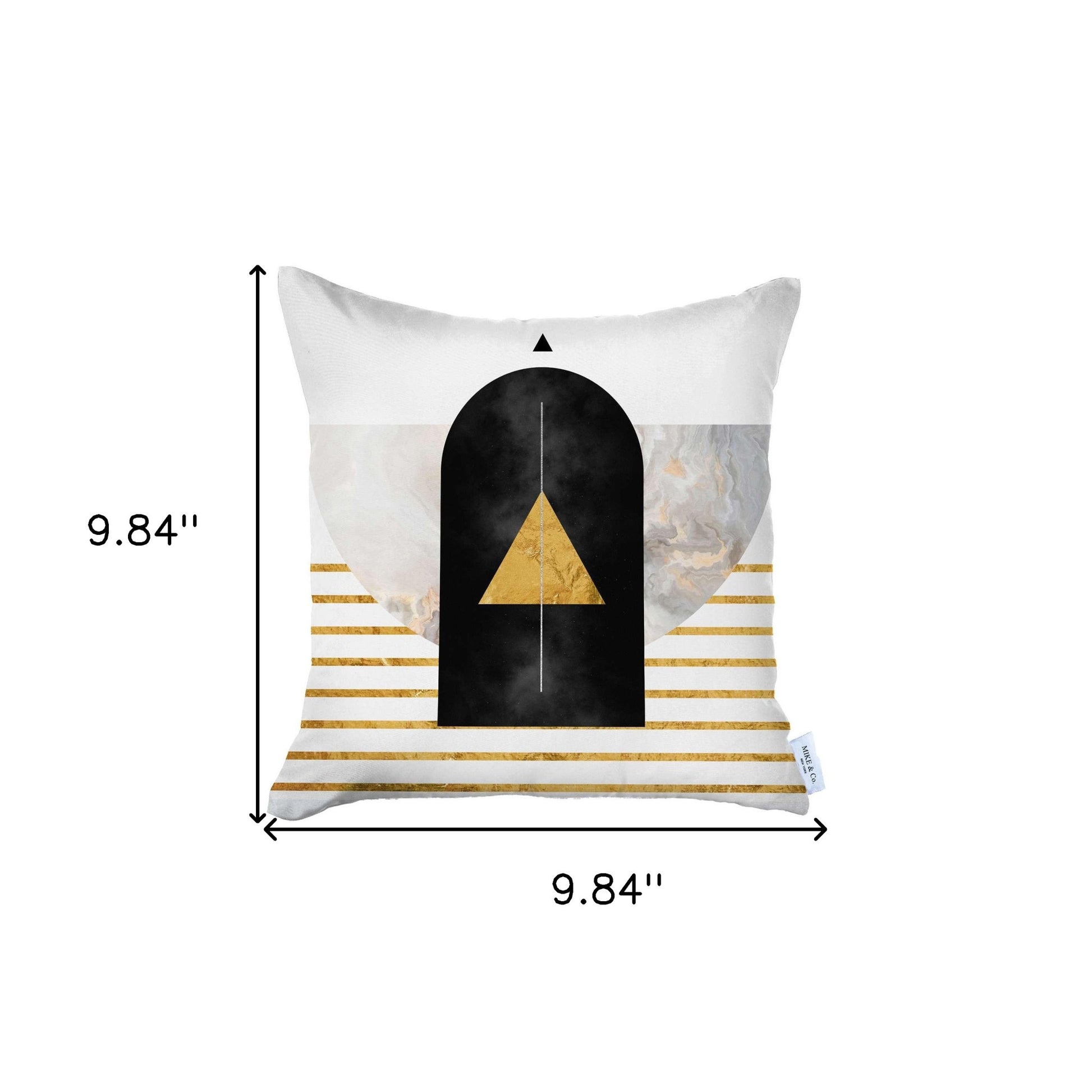 18" X 18" Black And Yellow Abstract Zippered Handmade Polyester Throw Pillow Cover-4