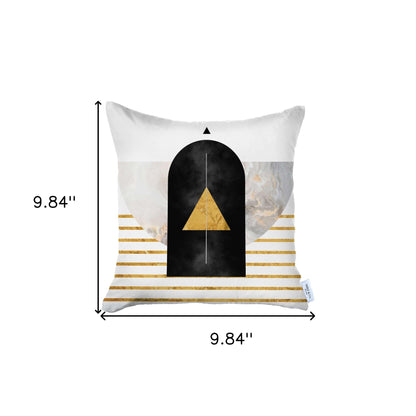 18" X 18" Black And Yellow Abstract Zippered Handmade Polyester Throw Pillow Cover-4
