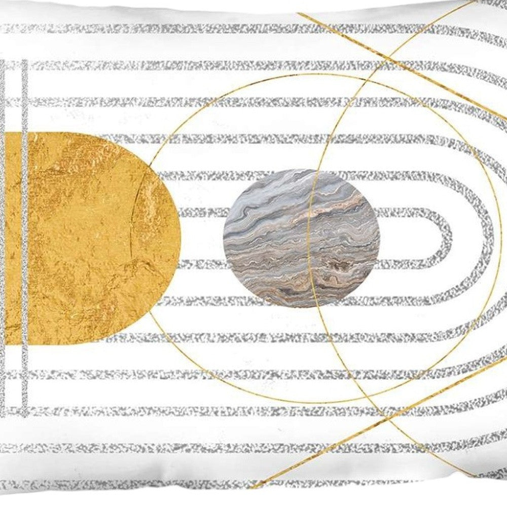 12" X 20" Black And Yellow Abstract Zippered Handmade Polyester Lumbar Pillow Cover-3