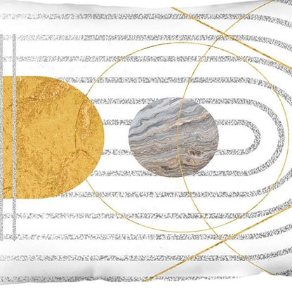 12" X 20" Black And Yellow Abstract Zippered Handmade Polyester Lumbar Pillow Cover-3