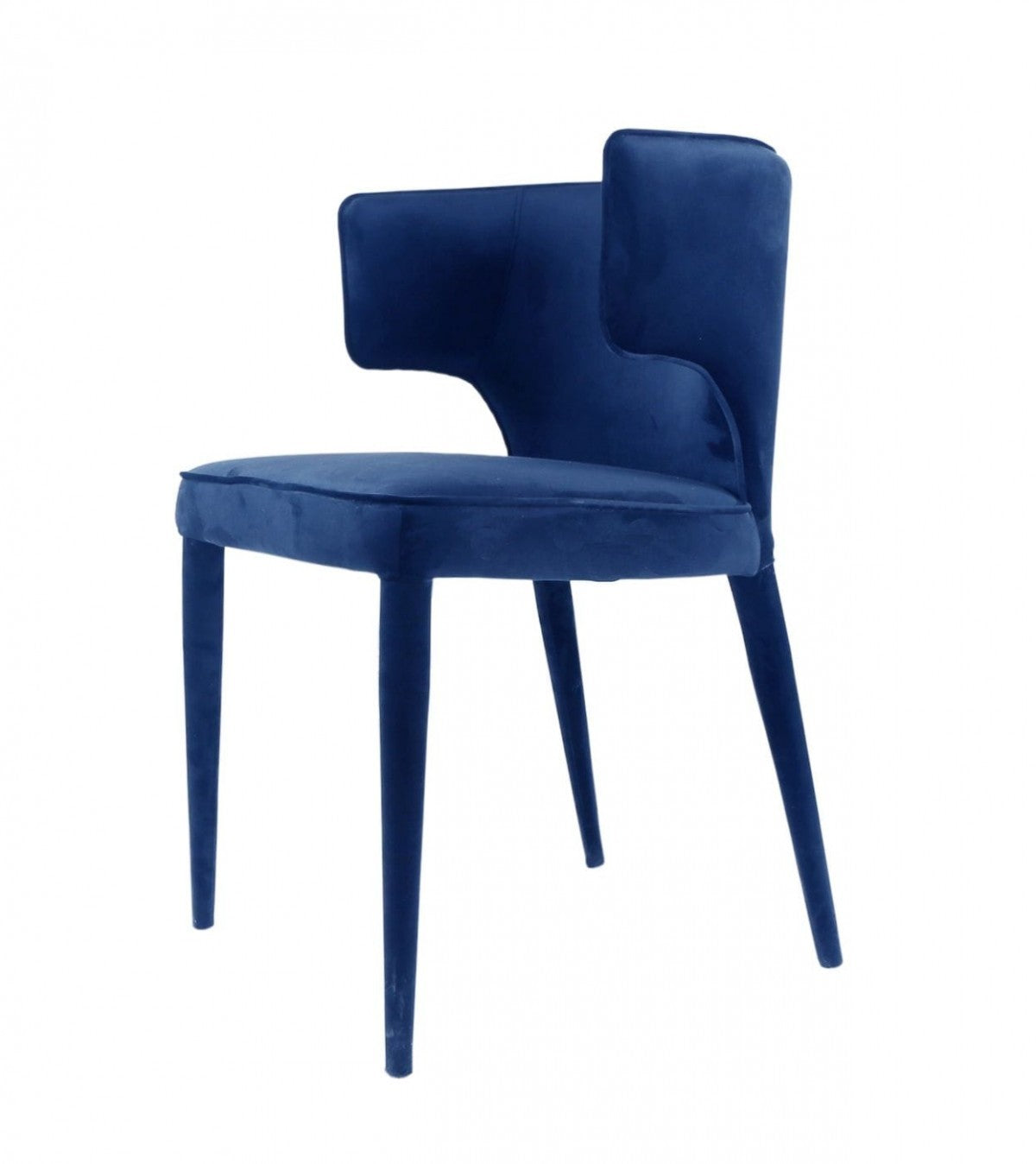 Blue Upholstered Velvet Wing Back Dining Arm Chair-4