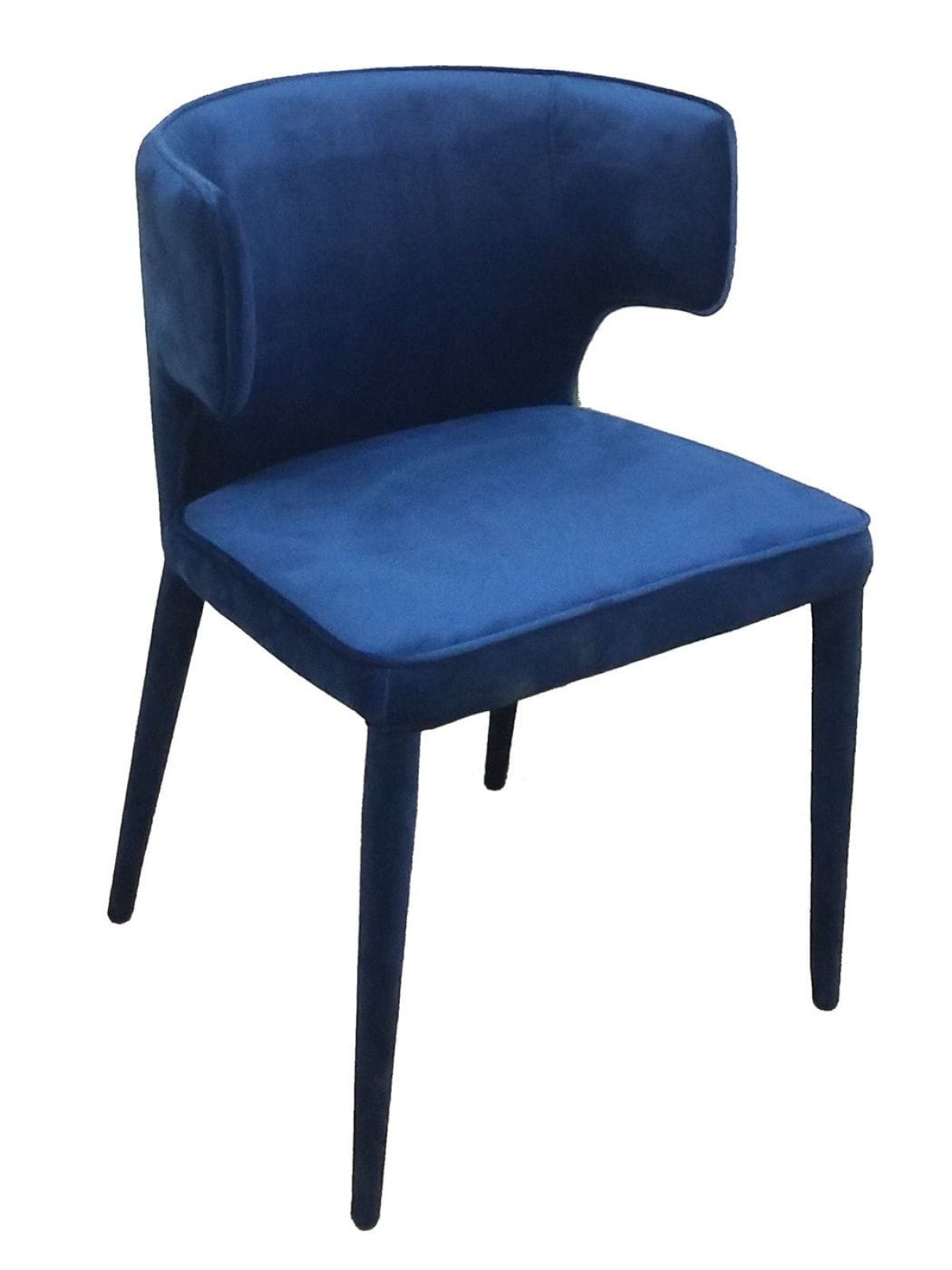 Blue Upholstered Velvet Wing Back Dining Arm Chair-2