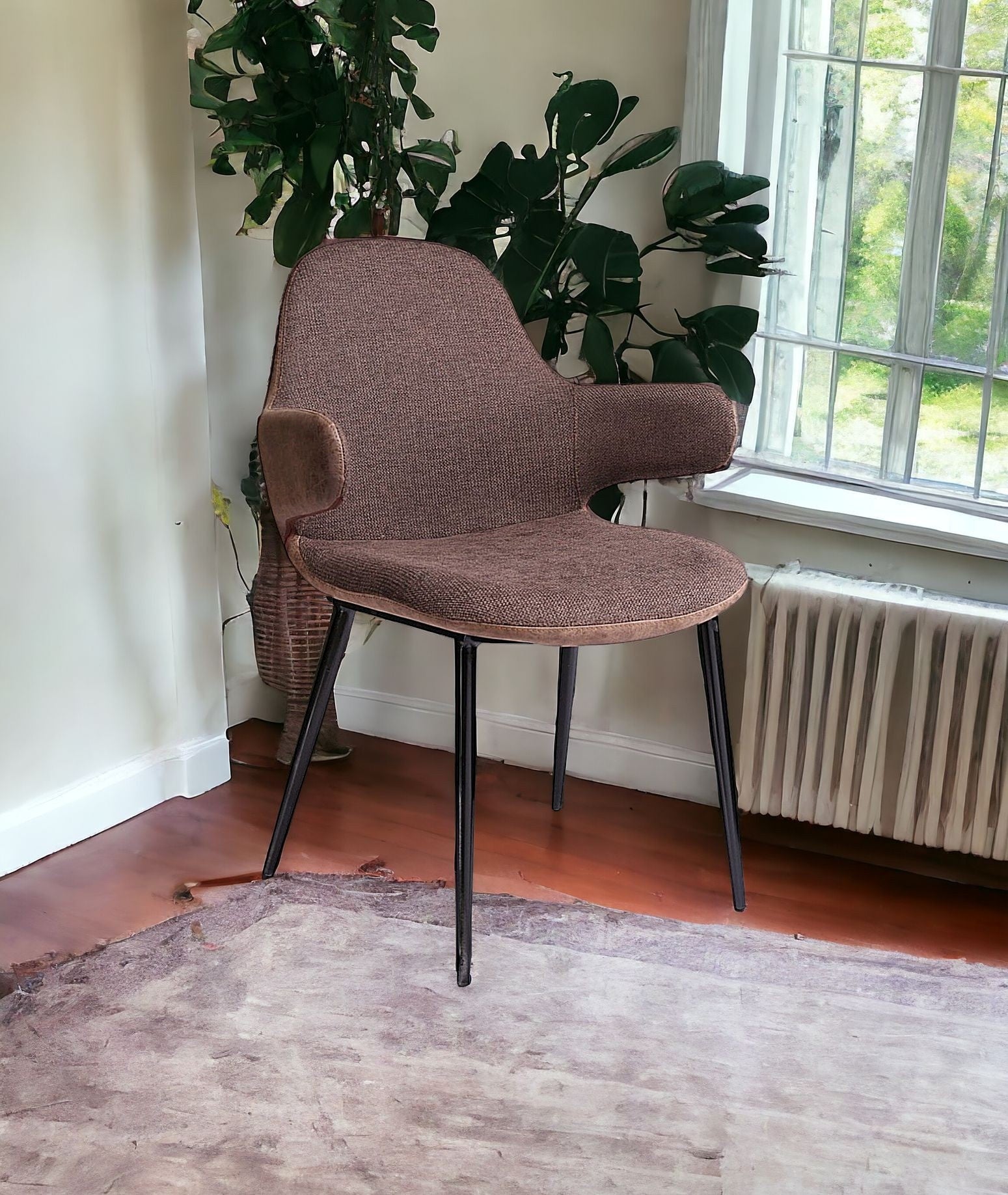 23" Brown And Black Upholstered Arm Chair-7