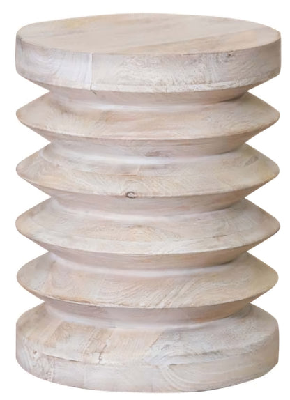 18" Brown Solid Wood Round End Table-1