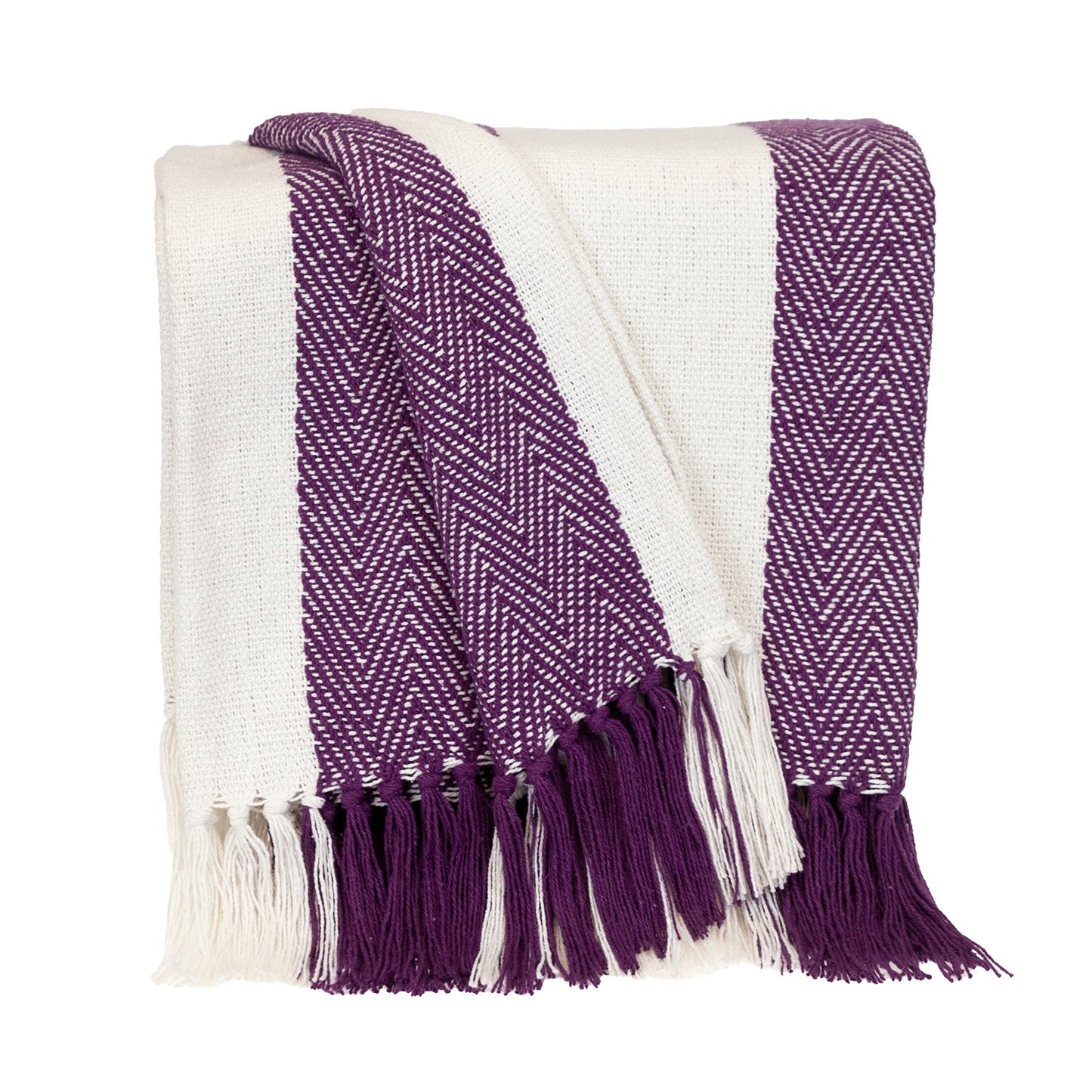 Purple Woven Cotton Throw Blanket-2
