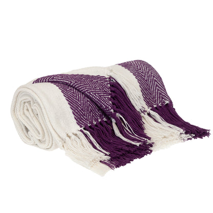 Purple Woven Cotton Throw Blanket-3