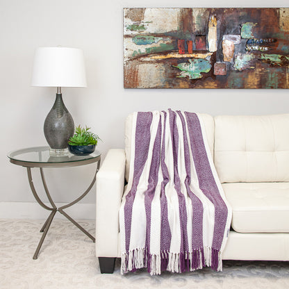 Purple Woven Cotton Throw Blanket-6