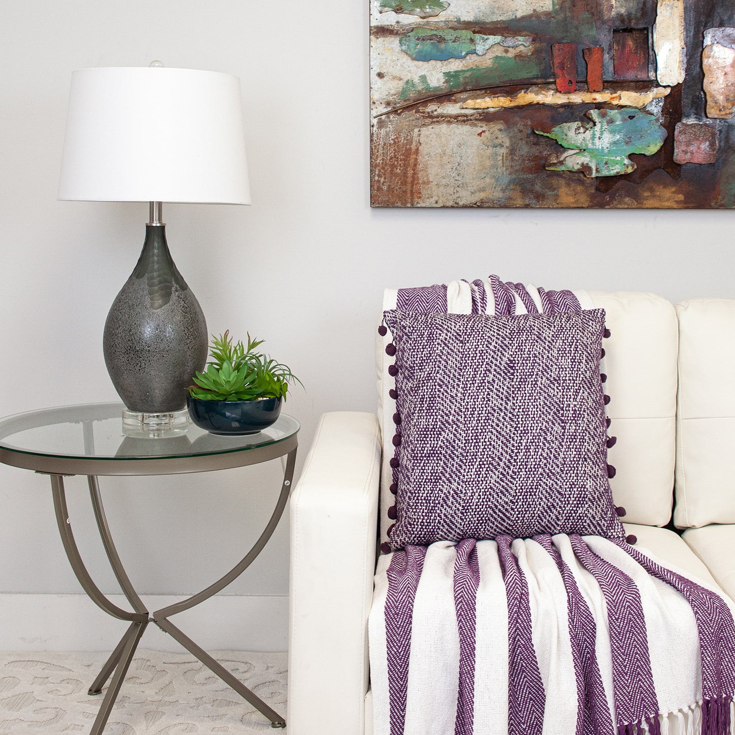 Purple Woven Cotton Throw Blanket-7