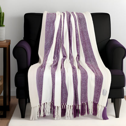 Purple Woven Cotton Throw Blanket-1