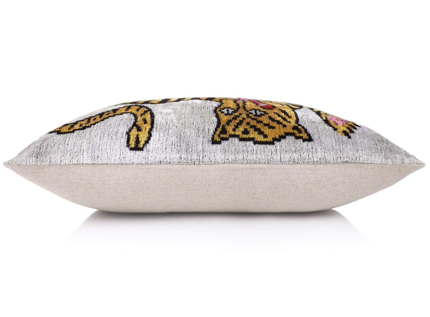 Handmade Tiger Design Velvet Lumbar Pillow 16x24 – Bold Artisan Statement Cushion-3