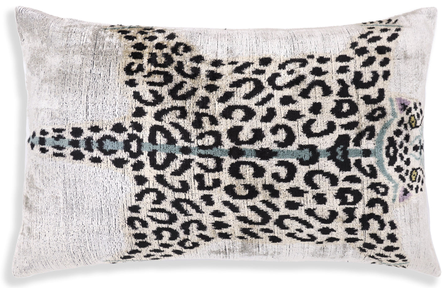 Luxury Leopard Print Silk Velvet Throw Pillow 16x24 – Handmade Animal Motif Lumbar Cushion-4
