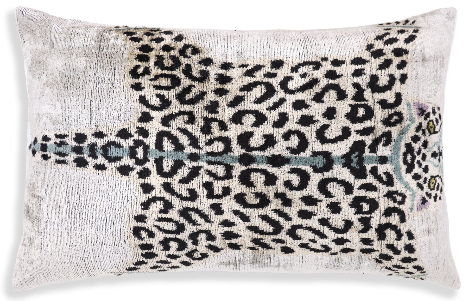 Luxury Leopard Print Silk Velvet Throw Pillow 16x24 – Handmade Animal Motif Lumbar Cushion-4