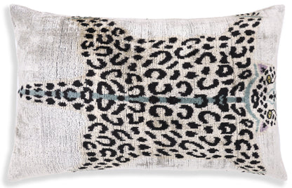 Luxury Leopard Print Silk Velvet Throw Pillow 16x24 – Handmade Animal Motif Lumbar Cushion-4