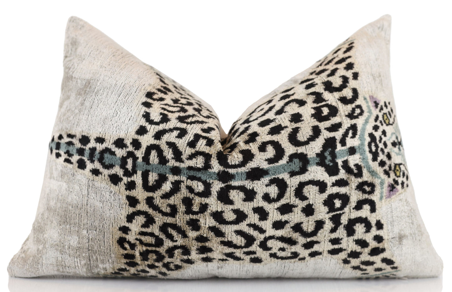 Luxury Leopard Print Silk Velvet Throw Pillow 16x24 – Handmade Animal Motif Lumbar Cushion-0