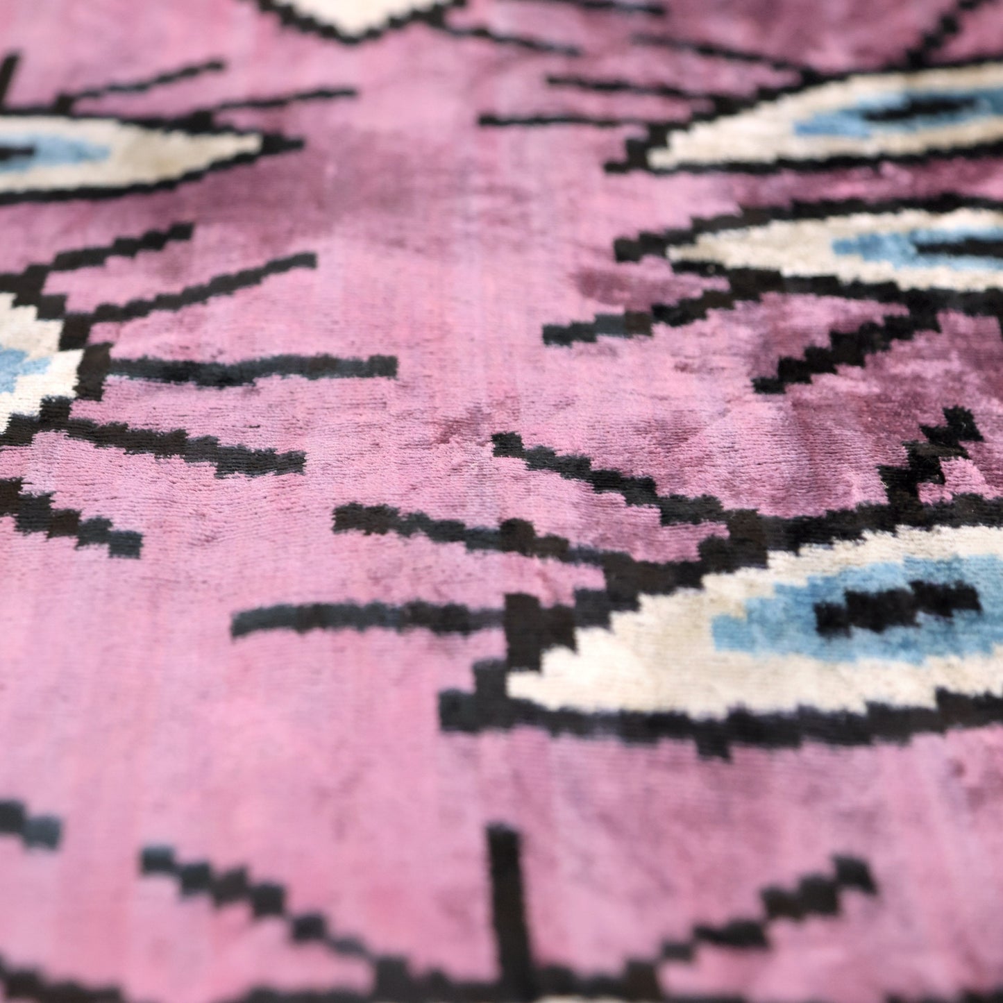 Luxury Pink Evil Eye Velvet Pillow 16x24 – Handmade Silk Lumbar Cushion with Bohemian Charm-3