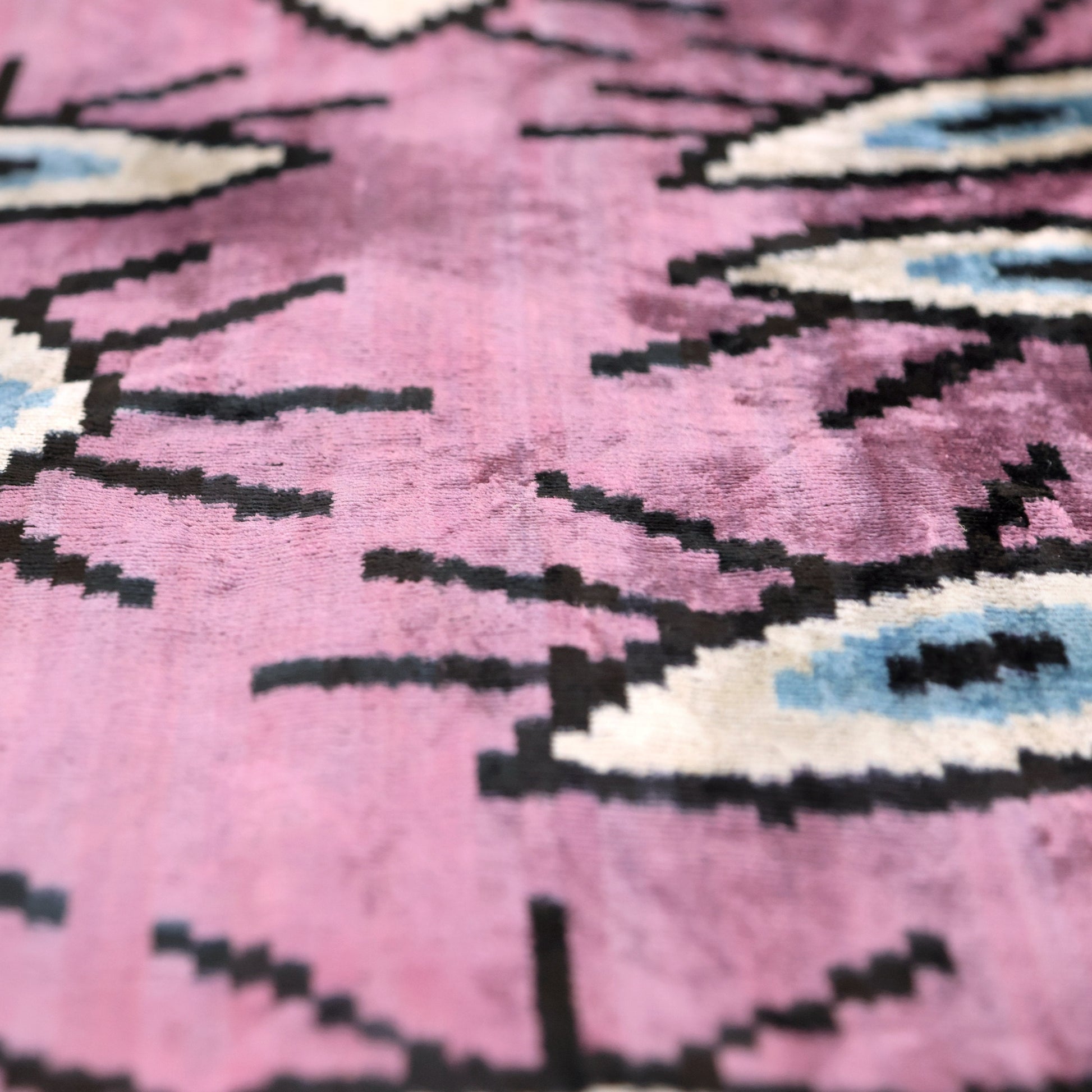 Luxury Pink Evil Eye Velvet Pillow 16x24 – Handmade Silk Lumbar Cushion with Bohemian Charm-3