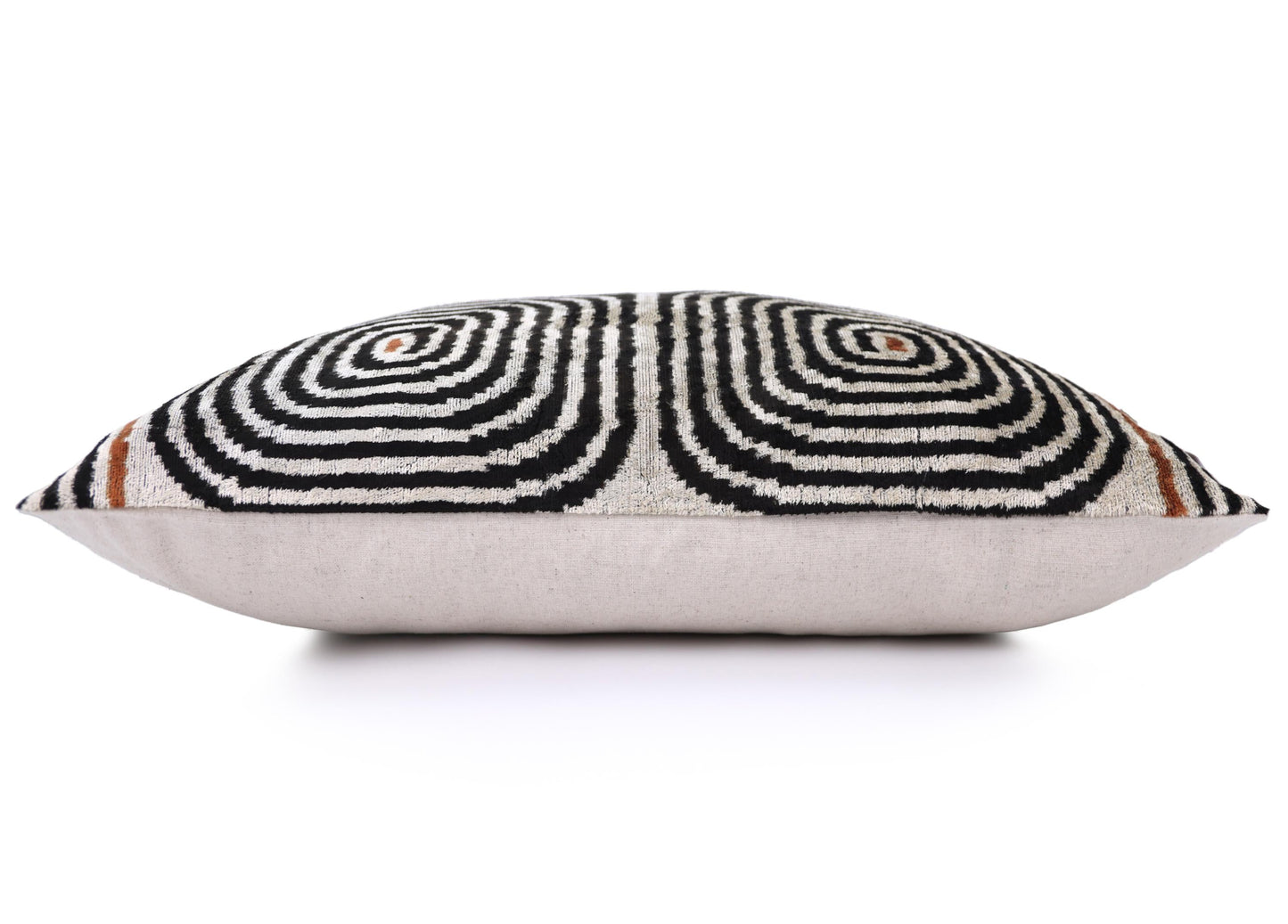 Black Ivory Rust Geometric Silk Velvet Lumbar Pillow – 16x24 Handmade Luxury Cushion-3