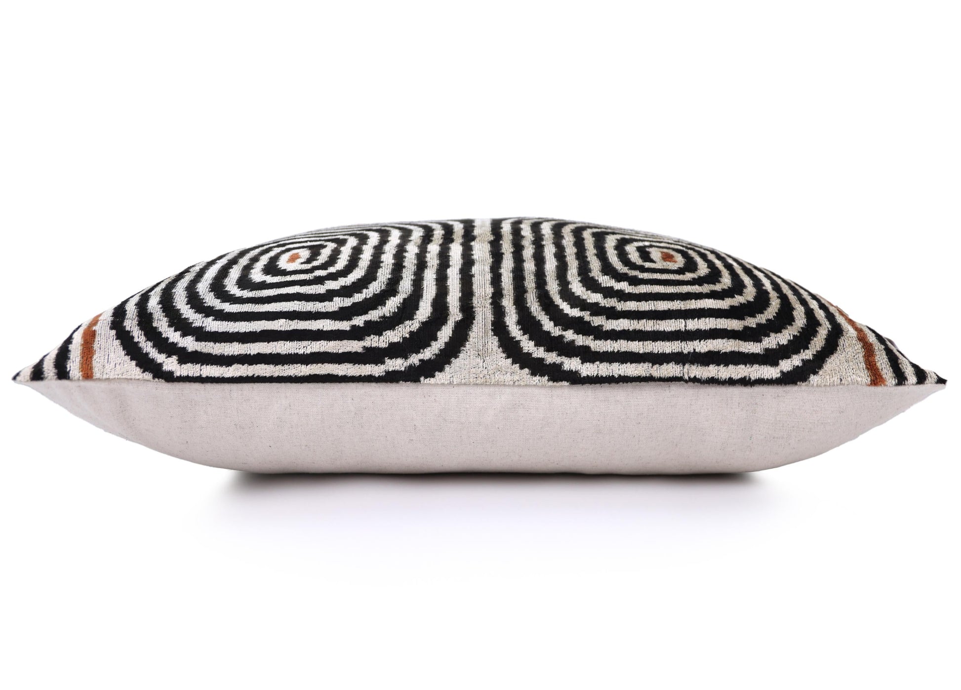 Black Ivory Rust Geometric Silk Velvet Lumbar Pillow – 16x24 Handmade Luxury Cushion-3