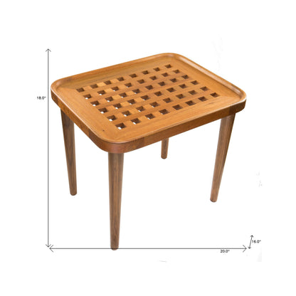 18" Brown Solid Wood Rectangular End Table-5