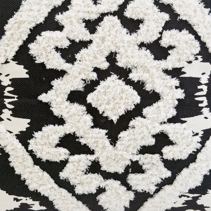 17" Black and White Throw Pillow with Tassels-4