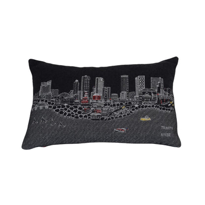 14" X 24" Black and White Hometown Pride Wool Lumbar Throw Pillow-1