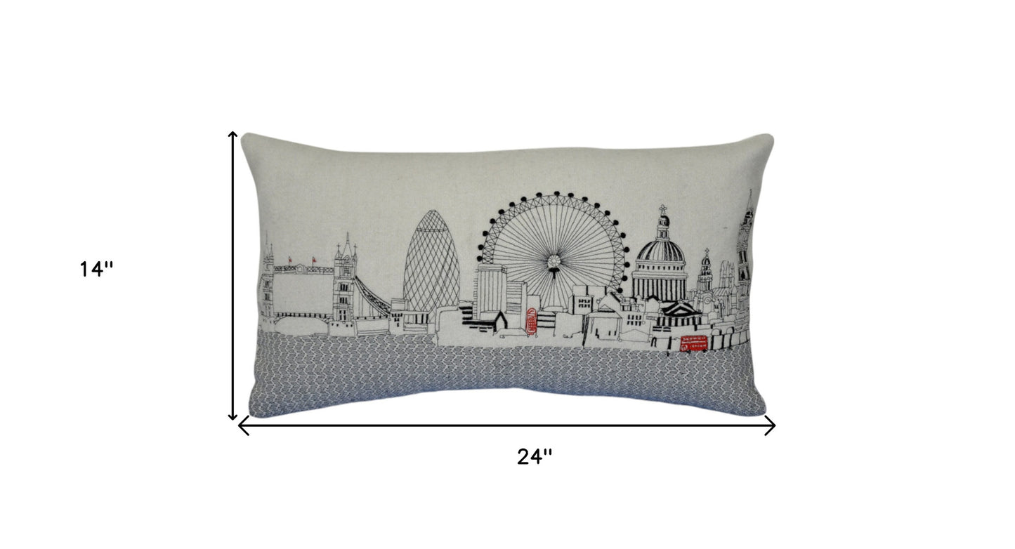 14" X 24" Cream Hometown Pride Wool Lumbar Throw Pillow-4