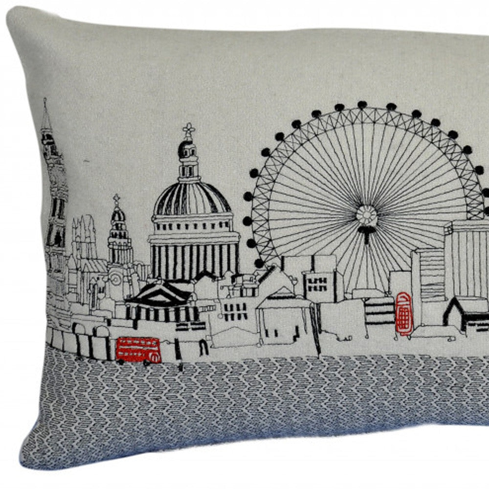 14" X 24" Cream Hometown Pride Wool Lumbar Throw Pillow-2