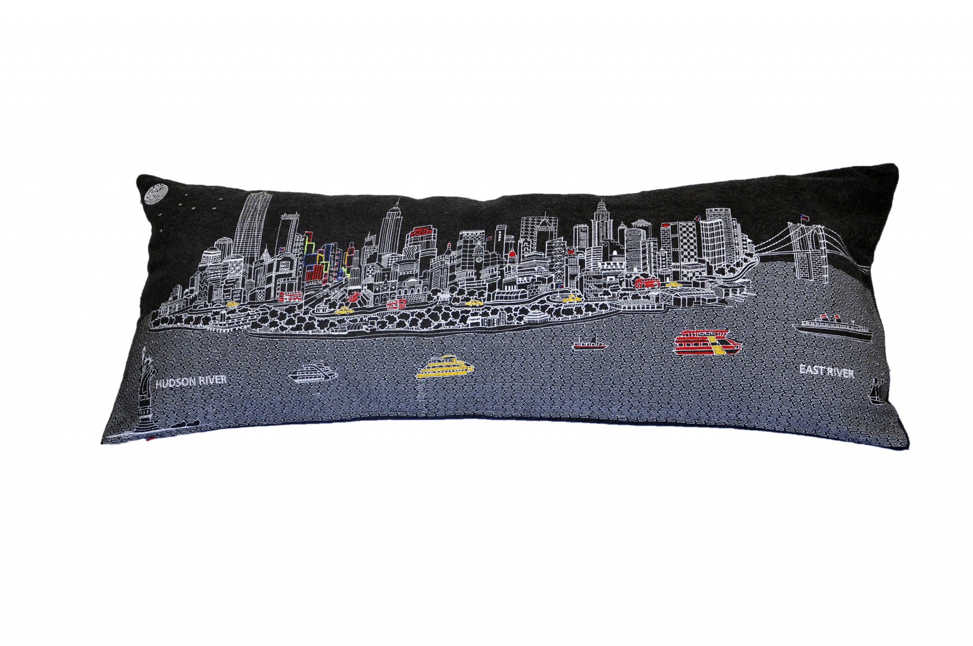 14" X 35" Black Gray and White Hometown Pride Wool Lumbar Throw Pillow-1
